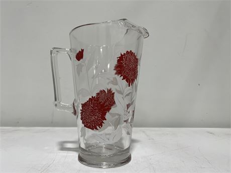 MCM FLORAL GLASS PITCHER - 9”