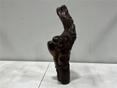 HEAVY SIGNED WOOD CARVING (19” tall)