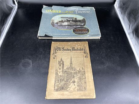ANTIQUE LONDON ILLUSTRATED MAG / CURRIER + IVES 80 CHOICE PRINTS IN BOOK