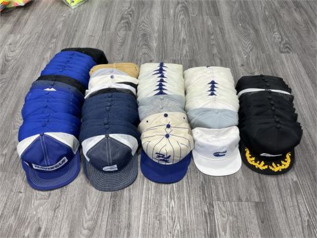 APRX 75 NEW ASSORTED HATS - MAJORITY TRUCKER STYLE (DUPLICATES,SOME VINTAGE)