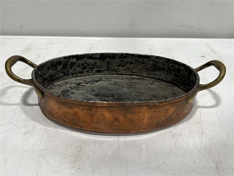ENGLISH 1890s HOTELWARE COPPER PAN “FREDERICKS” (16” wide)