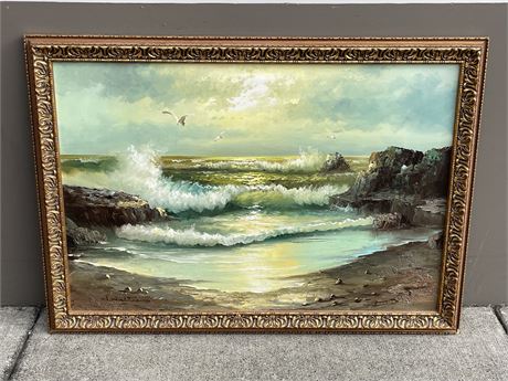 VINTAGE OIL PAINTING SIGNED W.WALTER (28”X39.5”)