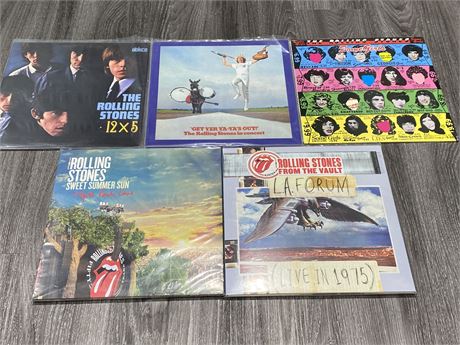 5 ROLLING STONES VINYL RECORDS (Some girls is sealed)