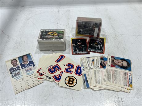 LOT OF VINTAGE NHL CARDS & BATMAN / JURASSIC PARK SETS