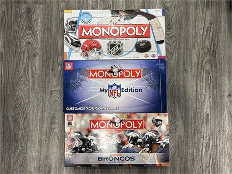 3 MONOPOLY GAMES (COMPLETE)