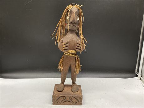 17” TALL CARVED 1ST NATIONS FIGURE BY A. HOWARD