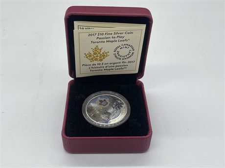 ROYAL CANADIAN MINT 2017 $10 FINE SILVER TORONTO MAPLE LEAFS COIN