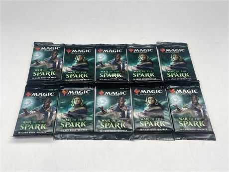 10 SEALED MAGIC THE GATHERING - WAR OF THE SPARK BOOSTER PACKS