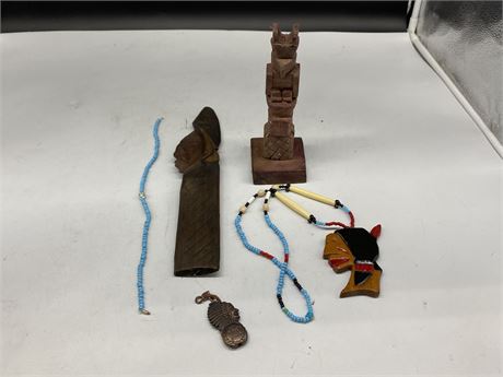 INUIT / FIRST NATIONS SIGNED CARVINGS & MISC
