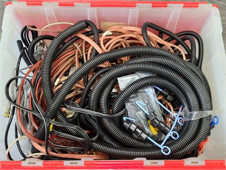 BIN OF MISC A/V AND CABLES