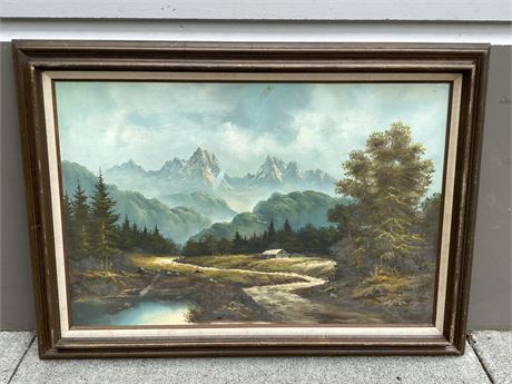 LARGE OIL PAINTING SIGNED BY TOM MOORE (31”X43”)