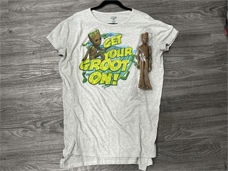 GROOT T-SHIRT XL BY MARVEL AND GROOT FIGURE