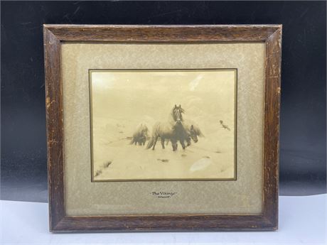 THE VIKINGS VINTAGE HORSE PICTURE BY DOUGLAS 1916 14”x13”