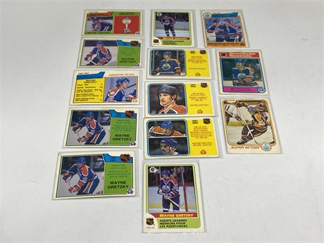 (13) 1980s GRETZKY CARDS - SOME CREASES