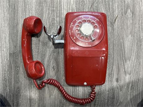 Urban Auctions - VINTAGE RED ROTARY PHONE