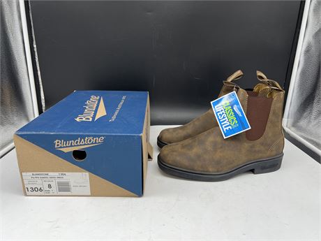 NEW W/ TAGS & BOX MENS BLUNDSTONE RUSTIC BROWN SHOES - SIZE 8