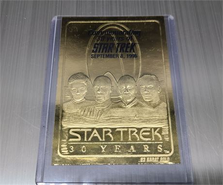 STAR TREK 30 YEARS COMMEMORATION 23CT GOLD CARD, LIMITED EDITION #3816