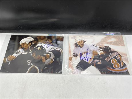 2 SIGNED NHL GEORGE PARROS PHOTOS WITH COA 10”x8”