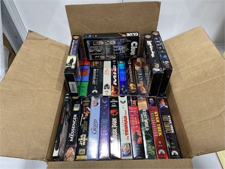 BOX OF ASSORTED VHS AND ONE DVD