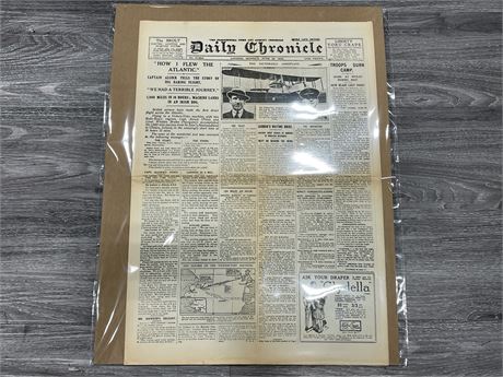 JUNE 1919 ‘FIRST ATLANTIC FIGHT’ NEWSPAPER