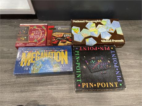 LOT OF 5 BOARD GAMES (2 UNOPENED + 1 OPENED BUT STILL IN PACKAGING INSIDE)