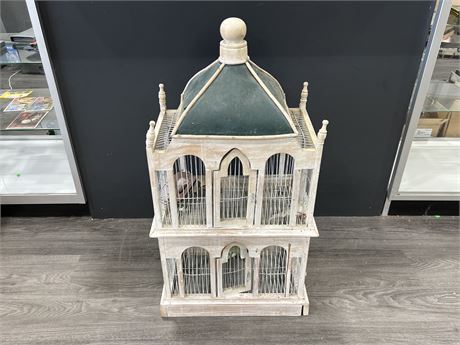 LARGE WOODEN BIRD CAGE (35” tall)