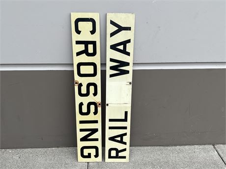EARLY BC RAIL ROAD CROSSING METAL SIGN - 4FT x 8”