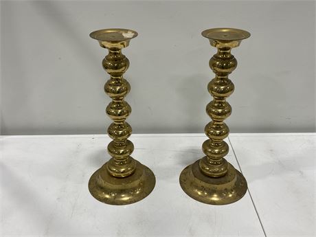 2 VINTAGE BRASS CANDLE STICK STANDS (19” tall)