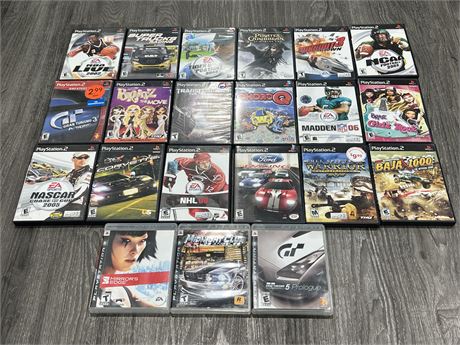 18 PS2 GAMES & 3 PS3 GAMES
