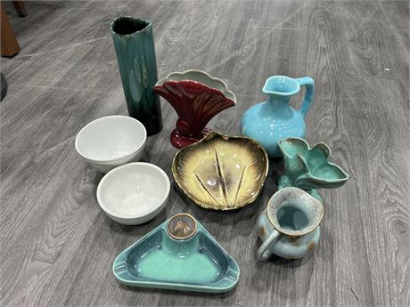 LOT OF POTTERY/HOME DECOR ITEMS - 9 TOTAL PIECES