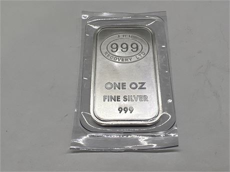 1 OZ 999 FINE SILVER JBR RECOVERY LTD BAR