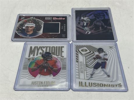 4 JUSTIN FIELDS ROOKIE CARDS