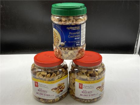 3 NEW CONTAINERS OF NUTS