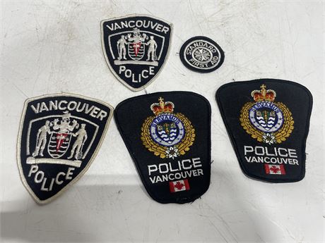 5 VINTAGE VANCOUVER POLICE PATCHES