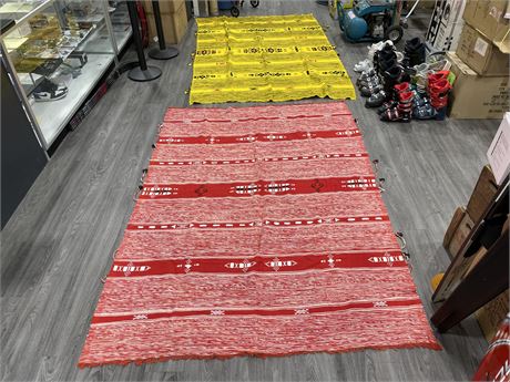 2 WOVEN THROWS - YELLOW (66”x96”) & RED (48”x96”)
