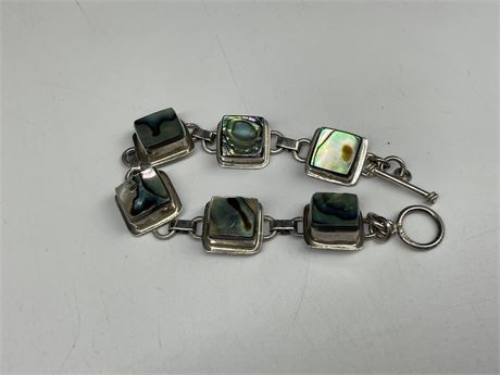 MEXICAN 925 STERLING SILVER W/ABALONE SHELL BRACELET