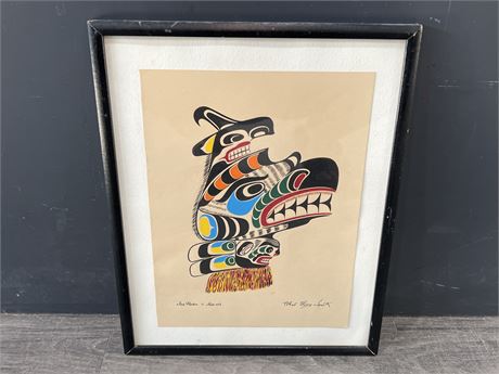 ORIGINAL LITHOGRAPH CHIEF HENRY SPECK SIGNED SEA RAVEN / GWA-W1S 11.5”x8.5”