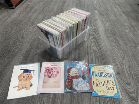 LOT OF NEW NEVER USED GREETING CARDS INCL: MOTHERS DAY, CHRISTMAS, BIRTHDAY, ETC