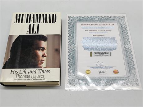 MUHAMMAD ALI HARDCOVER BIOGRAPHY BOOK SIGNED BY ALI (with COA)
