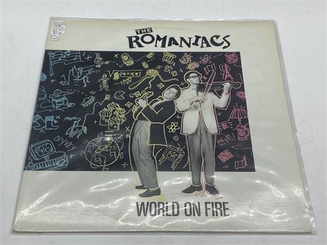 THE ROMANIACS 1988 - WORLD ON FIRE / SIGNED ON BACK BY BAND - EXCELLENT (E)