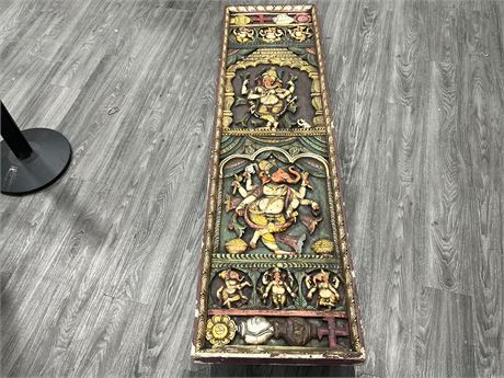 LARGE WOOD CARVED DECORATIVE PANEL (20”x74”)