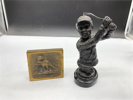 GOLFER STATUE AND DINOSAUR BOOK END - 6.5” TALL