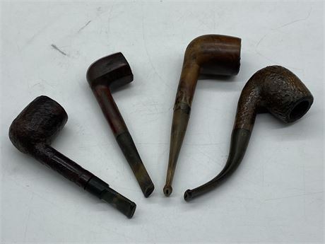 4 ANTIQUE WOODEN SMOKING PIPES