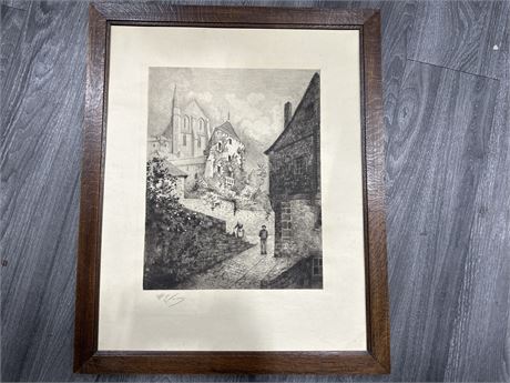 EARLY SIGNED ETCHING  (26”x21”)