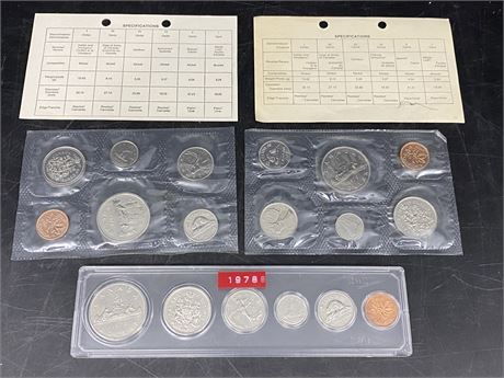3 CANADIAN MINT COIN SETS (1977,1978,1979)
