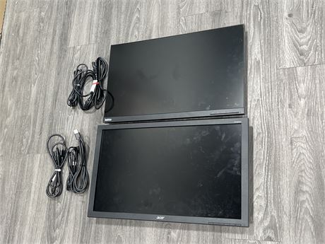 2 ACER / THINKVISION MONITORS W/ CORDS - NO STANDS