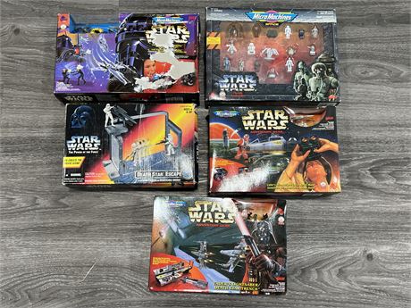 5 STAR WARS COLLECTABLES / FIGURES IN BOX (1990s)