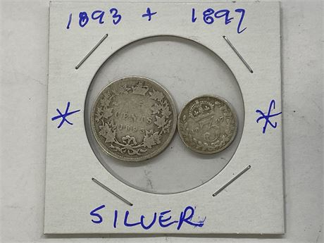 1893 + 1897 SILVER ANCIENT COINS