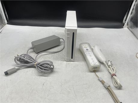 WII WITH CORD, CONTROLLERS & SEGA SUPERSTARS TENNIS INSIDE