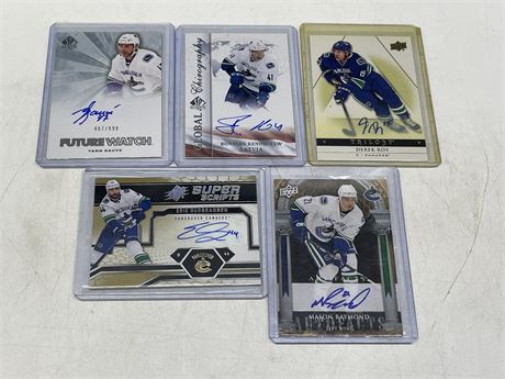 5 VANCOUVER CANUCKS AUTO CARDS